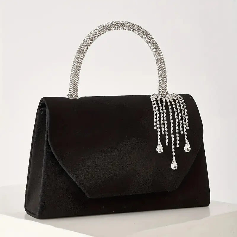 Rhinestone-Embellished Clutch with Detachable Straps