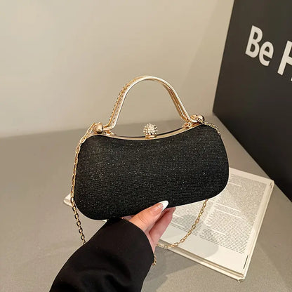 Rhinestone Shoulder Bag for Evening Events a Glossy Chain
