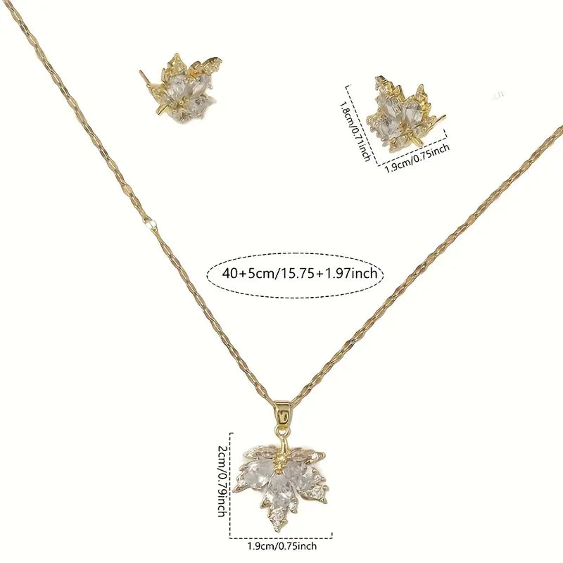 Set of Three Pieces Including Copper Inlaid Cubic Zirconia Maple
