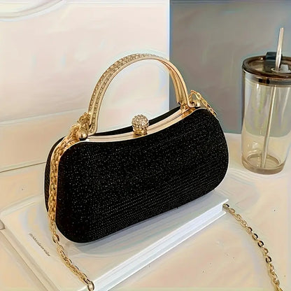 Rhinestone Shoulder Bag for Evening Events a Glossy Chain
