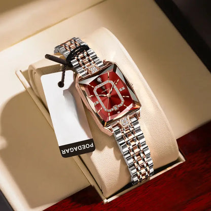 Elegant Waterproof Calendar with Date Display, Rectangular Stainless Steel Watch
