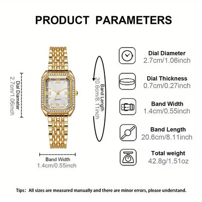 2pcs luxury Golden Women's watch set with bracelet and bangle