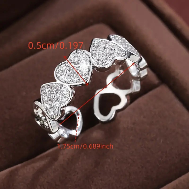 Heart-Shaped Cubic Synthetic Zirconia Ring for Women