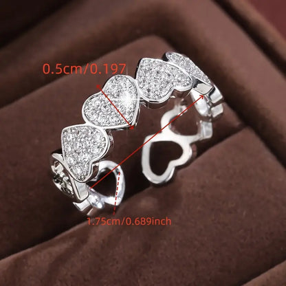 Heart-Shaped Cubic Synthetic Zirconia Ring for Women