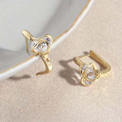 Elegant Twisted Knot Design Hoop Earrings with Sparkling Zirconia