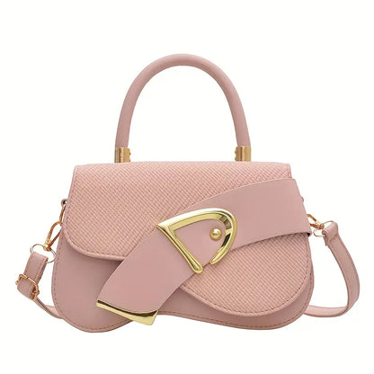 Clamshell Crossbody Bag - Purse with Adjustable Strap & Snap Closure