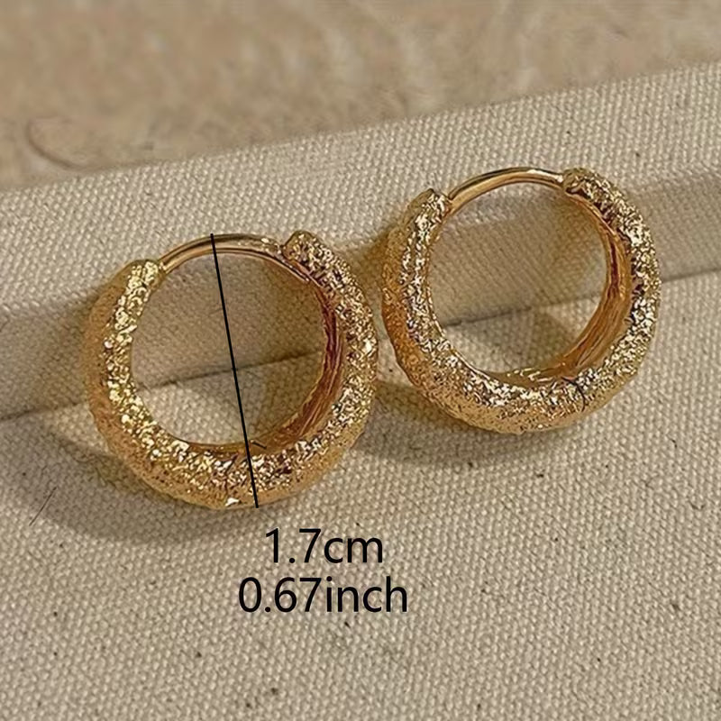 A Pair of Minimalist And Stylish Round Earrings in Matte Golden