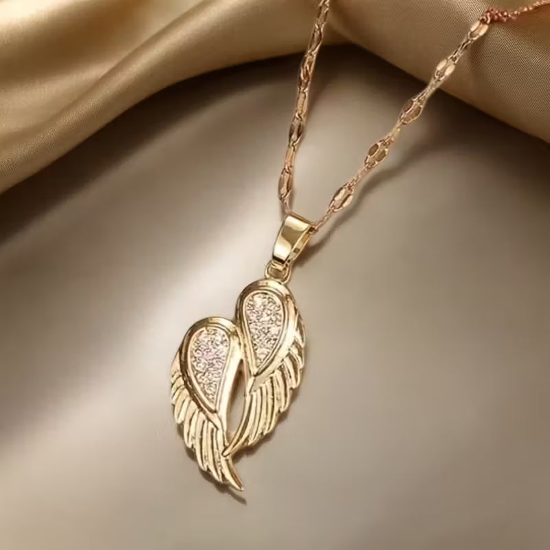 A Pendant Necklace Featuring Angel Wings