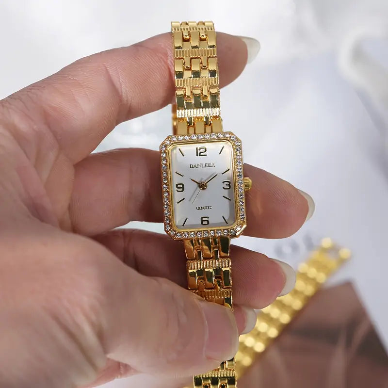 2pcs luxury Golden Women's watch set with bracelet and bangle