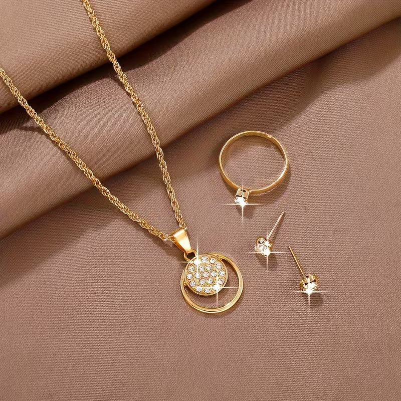 Simple and Gorgeous Women's 4pcs/SET Golden Jewelry Set