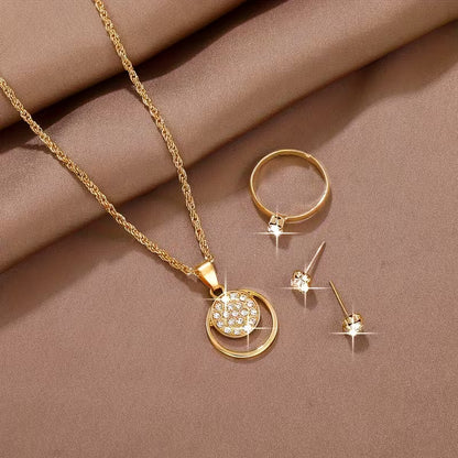 Simple and Gorgeous Women's 4pcs/SET Golden Jewelry Set