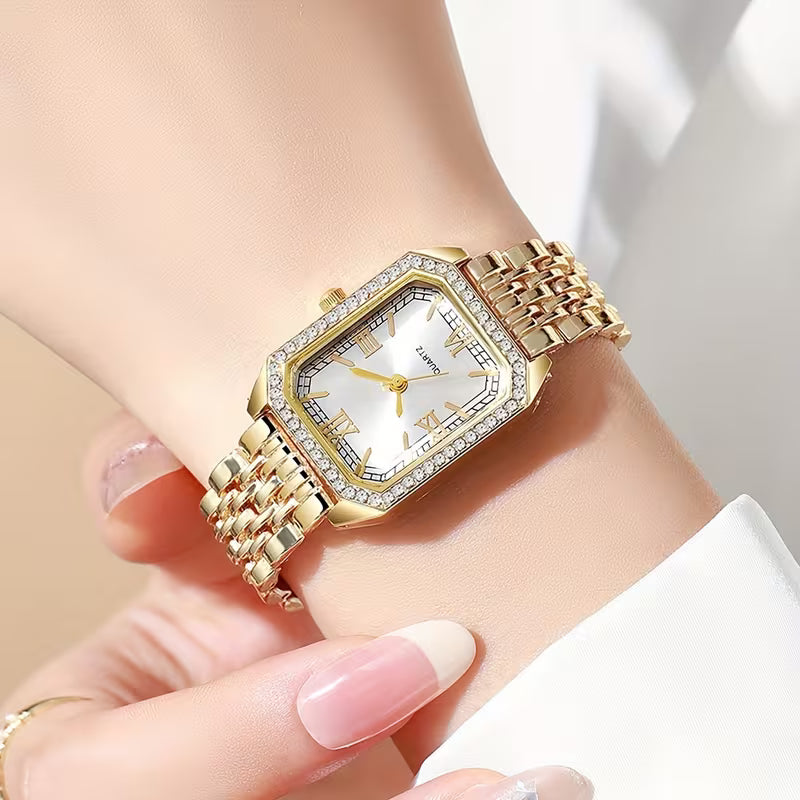 2pcs luxury Golden Women's watch set with bracelet and bangle