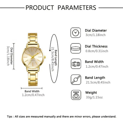 Watch and Shiny LOVE Bracelet Set, Stainless Steel Strap