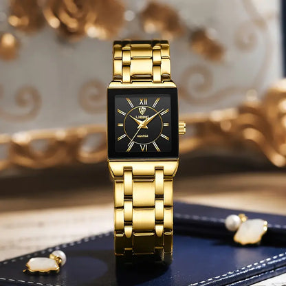 Square Couples' Stainless Steel Business Watch with Roman Numerals