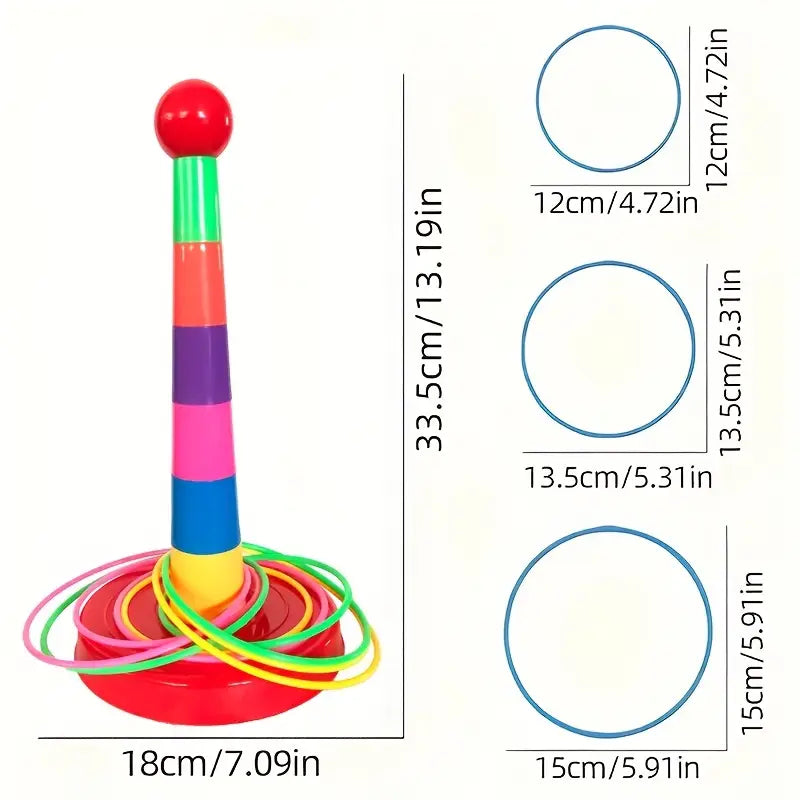 Colorful Rainbow Ring Toss Game for Kids - Interactive Indoor/Outdoor Toy