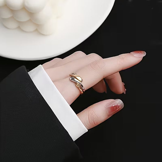 A Stylish And Minimalist Two-Tone Wrap Ring with an Adjustable Opening