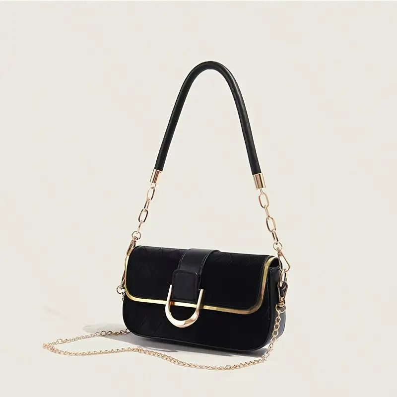Crossbody Bag with Golden-Tone Chain Strap
