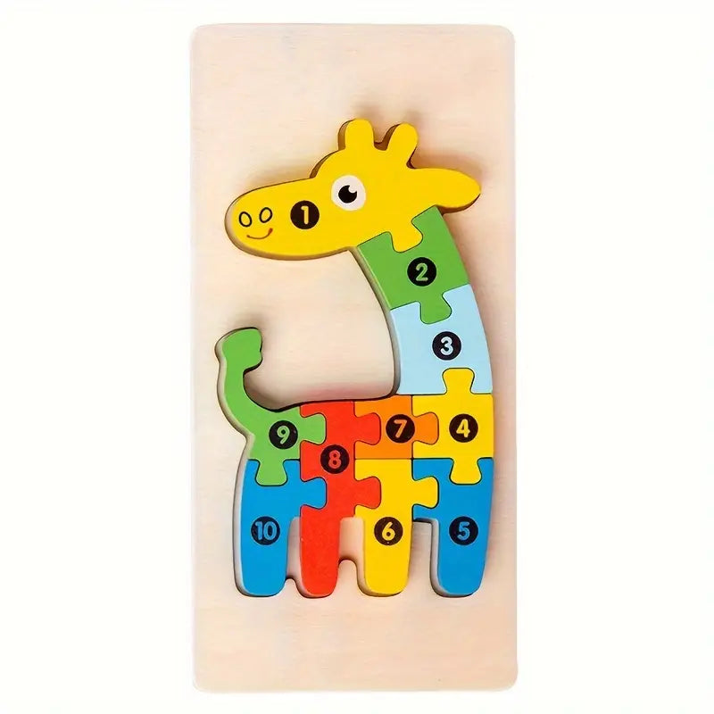 Wooden Puzzle for Kids - Fun Animal and Traffic Themed Interlocking Jigsaw