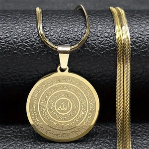 Allah Quran Arabic Letter Necklaces Chain Women Stainless Steel