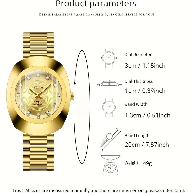 Elegant Golden-Tone Women's Watch with Stainless Steel Band