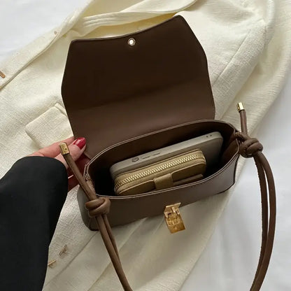 Faux Leather Flap Bag - Versatile Chocolate Brown Crossbody Messenger Bag