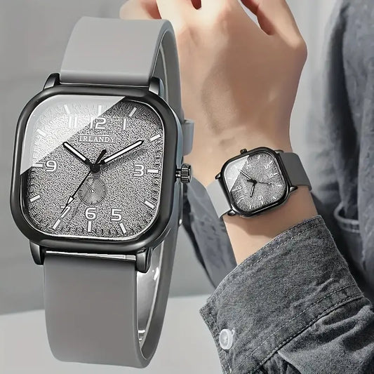 quare Quartz Watch - Chic Casual Style for Women, Silicone Band, Alloy Case