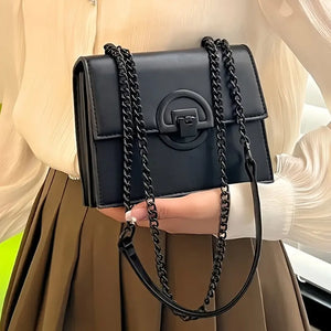 Designer-Inspired Mini Square Bag, with Metal Chain & Solid Color