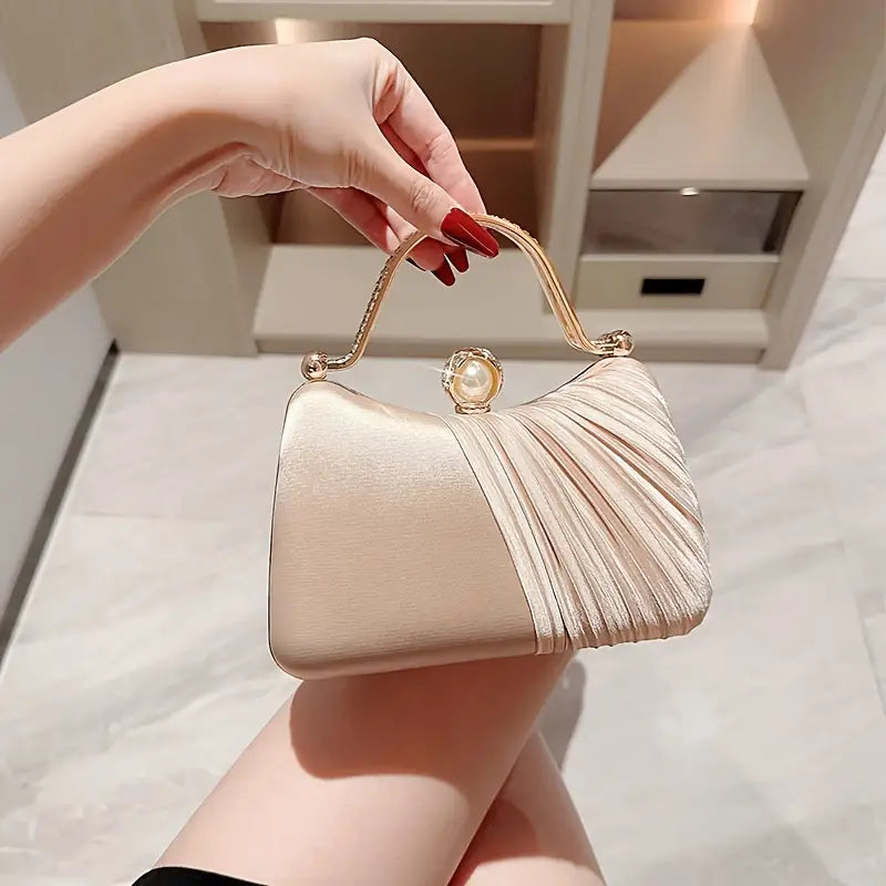 Peach Goddess Evening Clutch with Golden Accents