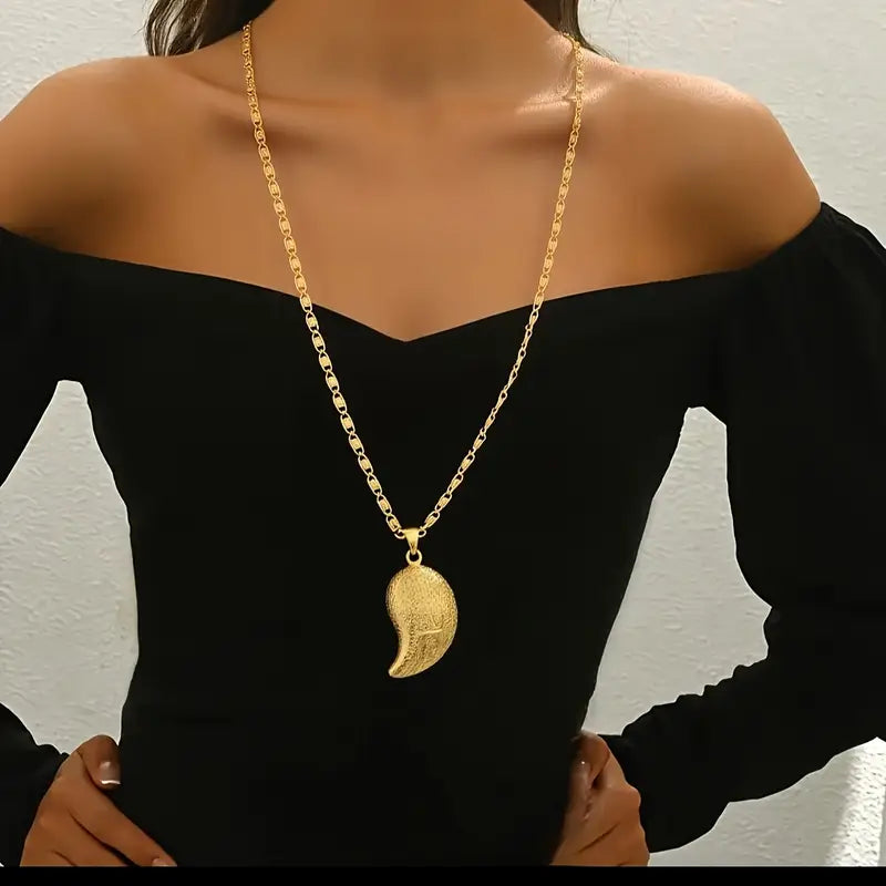 Golden-Tone Teardrop Necklace - Minimalist Dainty Chain Jewelry