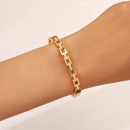 Elegant Infinity Bangle Bracelet - 18K Golden Plated, Rhinestone