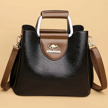 Vintage Style Synthetic Faux Leather Tote Bag with Adjustable Shoulder Strap