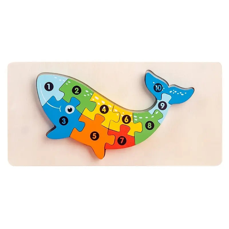 Wooden Puzzle for Kids - Fun Animal and Traffic Themed Interlocking Jigsaw