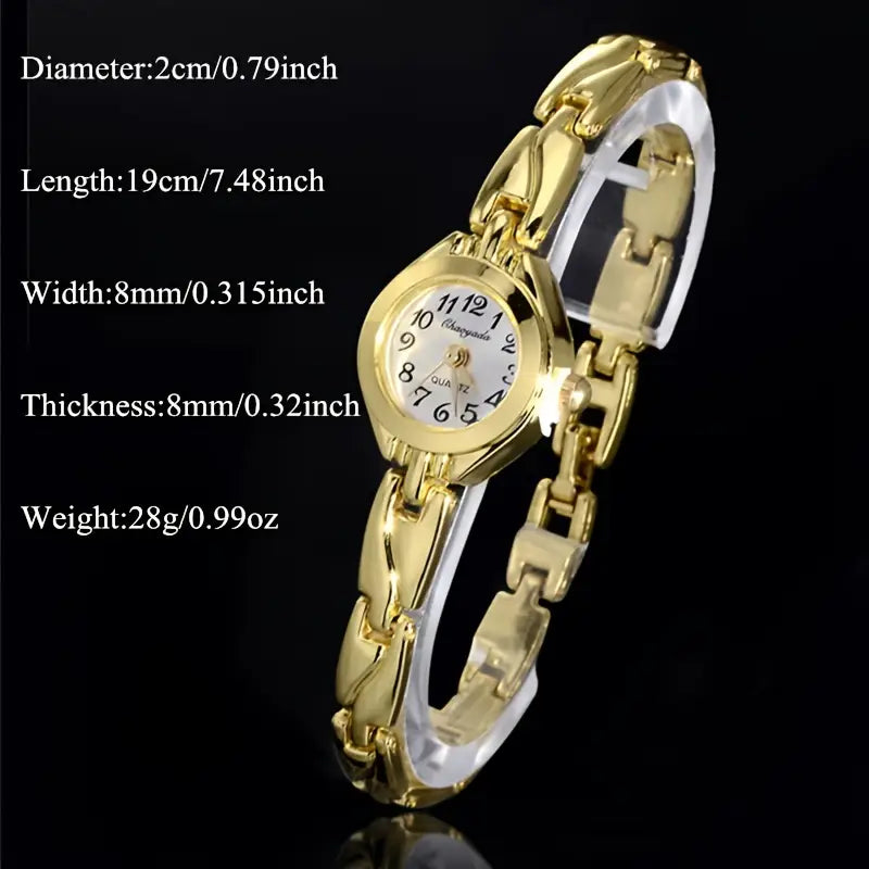 Elegant Women's Golden-Tone Quartz Wristwatch - Fashion Analog Display