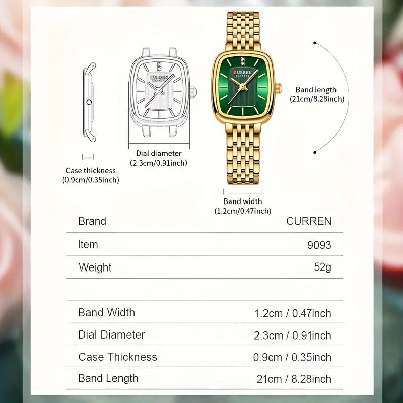 Stainless Steel Strap New Square Sub Dial Fashionable Casual Business Quartz Analog