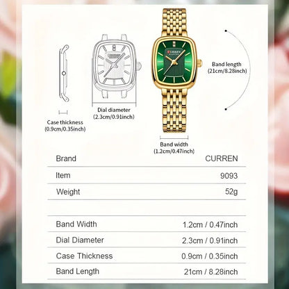 Stainless Steel Strap New Square Sub Dial Fashionable Casual Business Quartz Analog