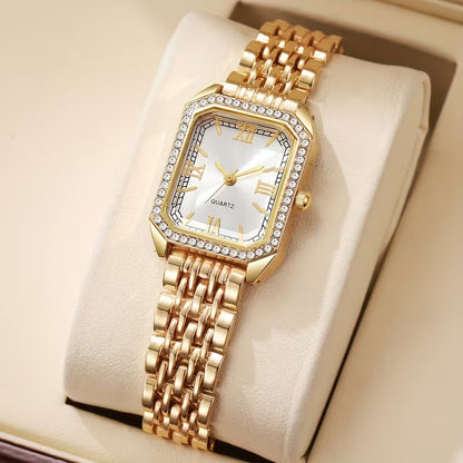 2pcs luxury Golden Women's watch set with bracelet and bangle