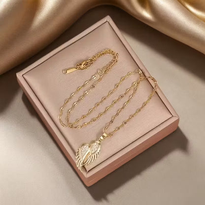 A Pendant Necklace Featuring Angel Wings
