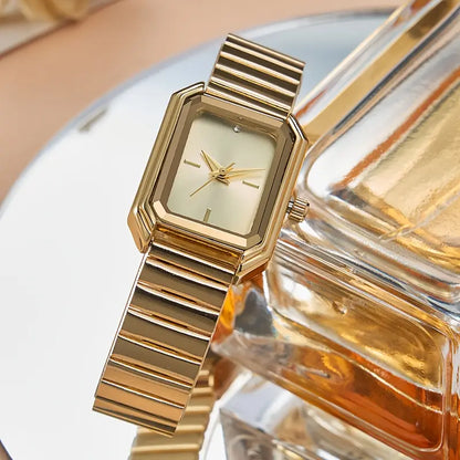Golden Finish Jewelry| Elegant Women's Golden-Tone Square Watch