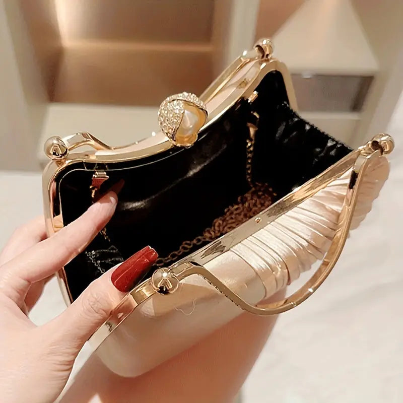 Peach Goddess Evening Clutch with Golden Accents