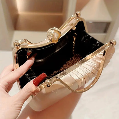 Peach Goddess Evening Clutch with Golden Accents