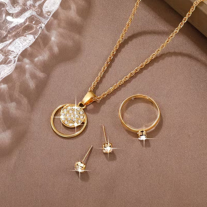 Simple and Gorgeous Women's 4pcs/SET Golden Jewelry Set