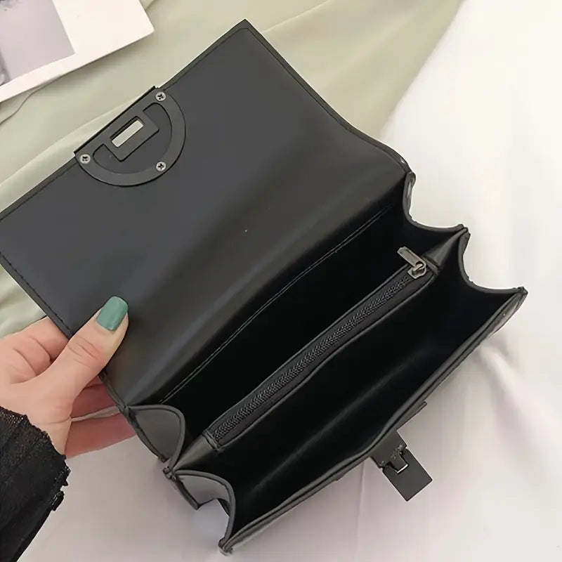 Designer-Inspired Mini Square Bag, with Metal Chain & Solid Color