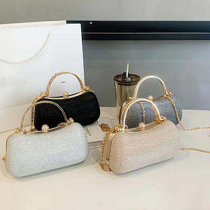 Rhinestone Shoulder Bag for Evening Events a Glossy Chain