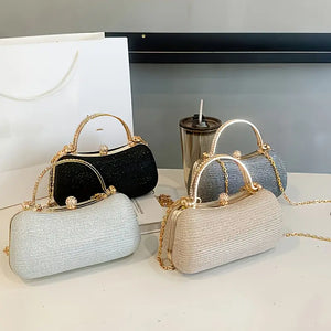 Rhinestone Shoulder Bag for Evening Events a Glossy Chain