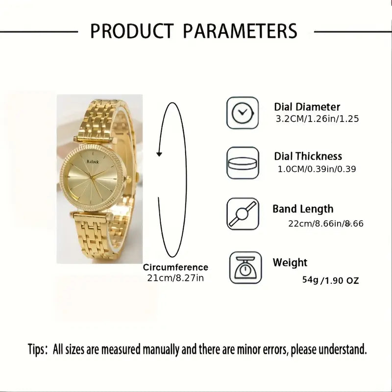 Elegant Round Face with Zinc Alloy Band & Sparkling Accents