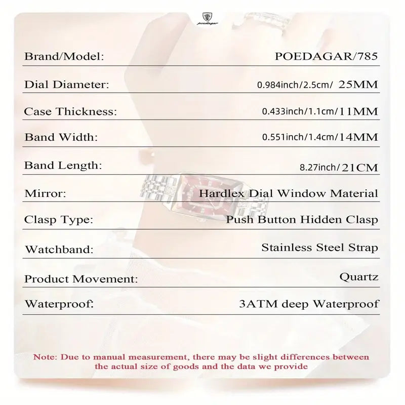Elegant Waterproof Calendar with Date Display, Rectangular Stainless Steel Watch
