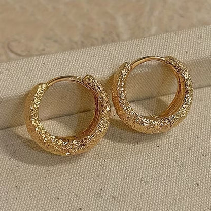 A Pair of Minimalist And Stylish Round Earrings in Matte Golden