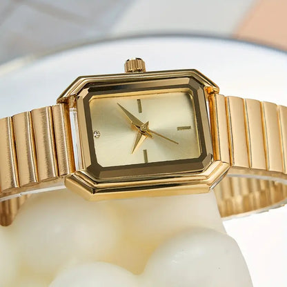 Golden Finish Jewelry| Elegant Women's Golden-Tone Square Watch