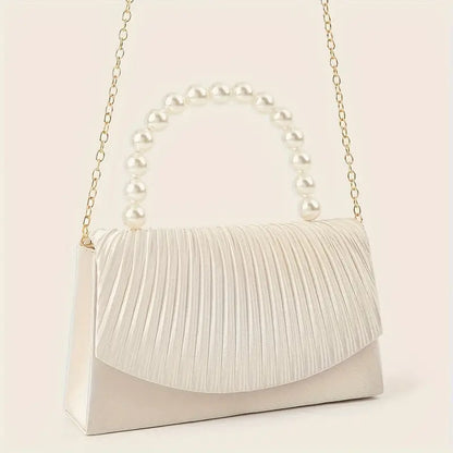 Elegant Apricot 3D Pleated -Embellished Clutch Purse for Women