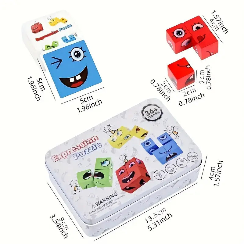 Desktop Battle Game Wooden joyful Face Pattern Building Blocks Puzzle Toy